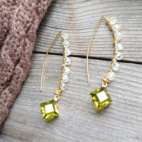 🛑SOLD🛑Natural Green Amethyst & Vintage Crystal - Picture 4 of 9